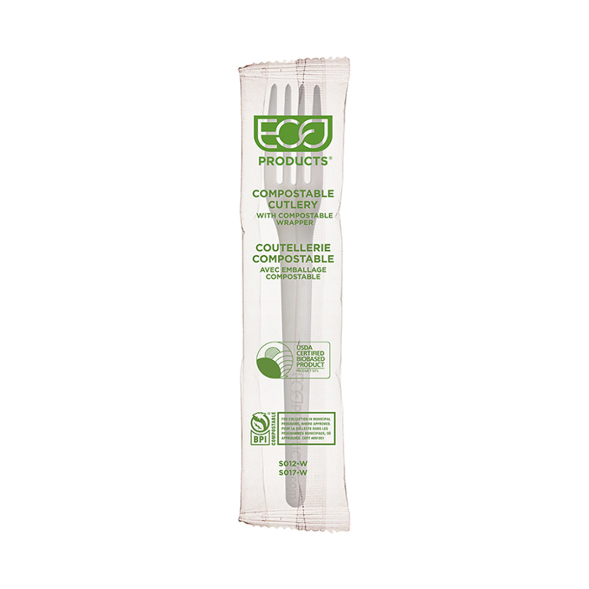 ECO-PRODUCTS - Plantware Renewable & Compostable Dinner Fork - 7in White - Case of 1000 - 7in