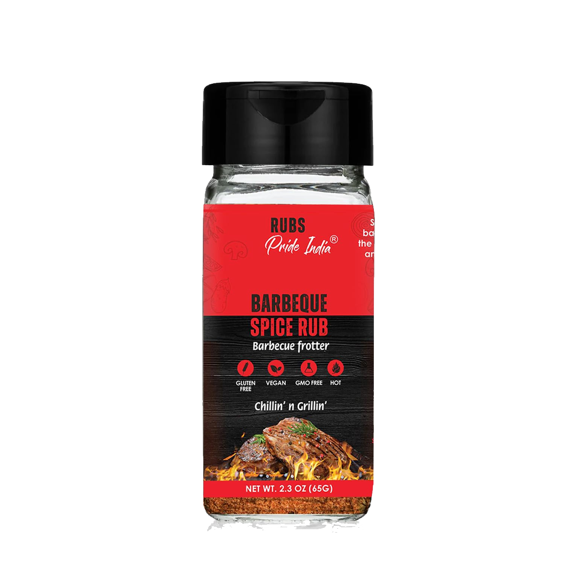 PRIDE OF INDIA BBQ Spice Rub w/ Dual Sifter Cap - Case of 6 - 2.3 oz