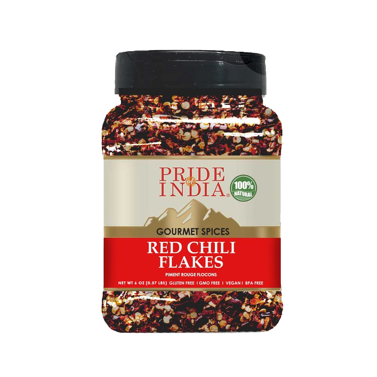 PRIDE OF INDIA Red Chili Flakes - Case of 6 - 8 oz