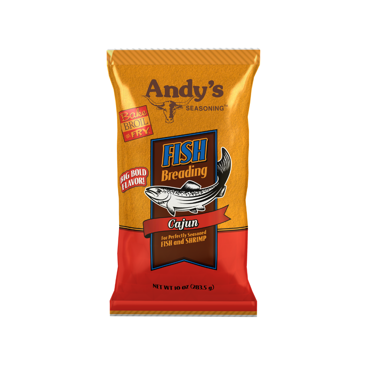 Andys, Fish Breading Cajun, Case Of 12, 10 oz