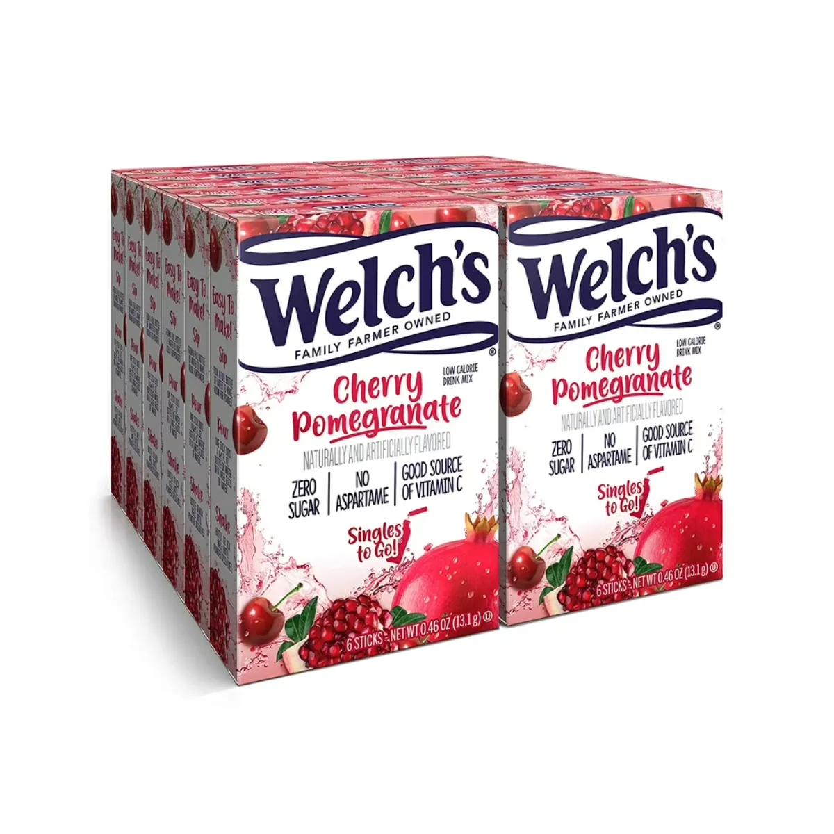 Welch's Singles To Go Water Drink Mix - Cherry Pomegranate Powder Stick Packets (12 Boxes with 6 Packets Each - 72 Total Servings)