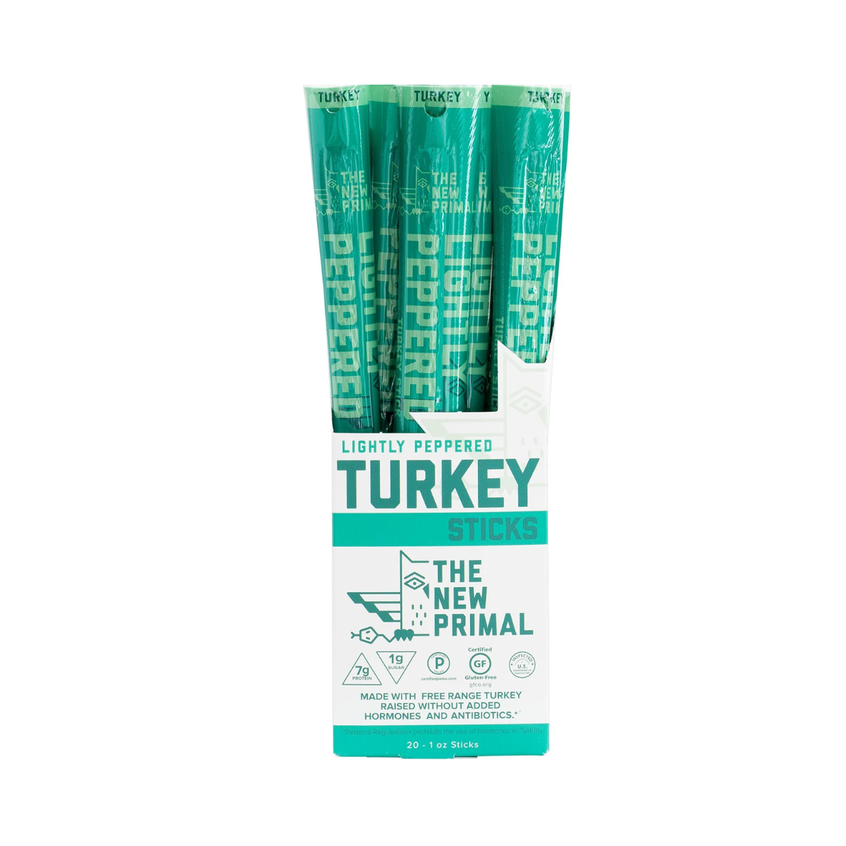 The New Primal, Lightly Peppered Free Range Turkey Stick, Case Of 20, 1 oz