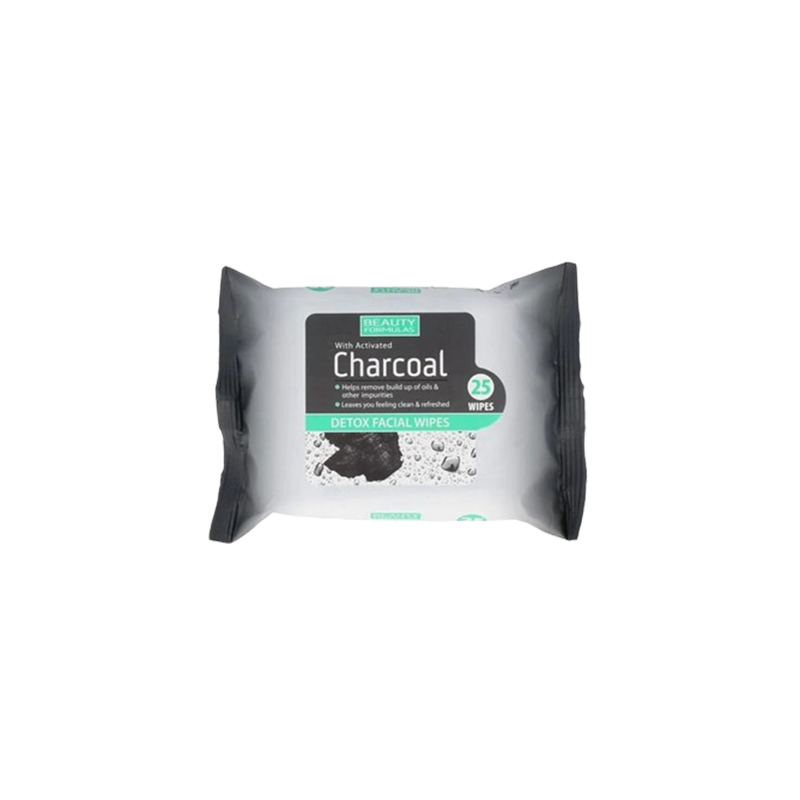 Beauty Formulas Face Wipes Charcoal 25s