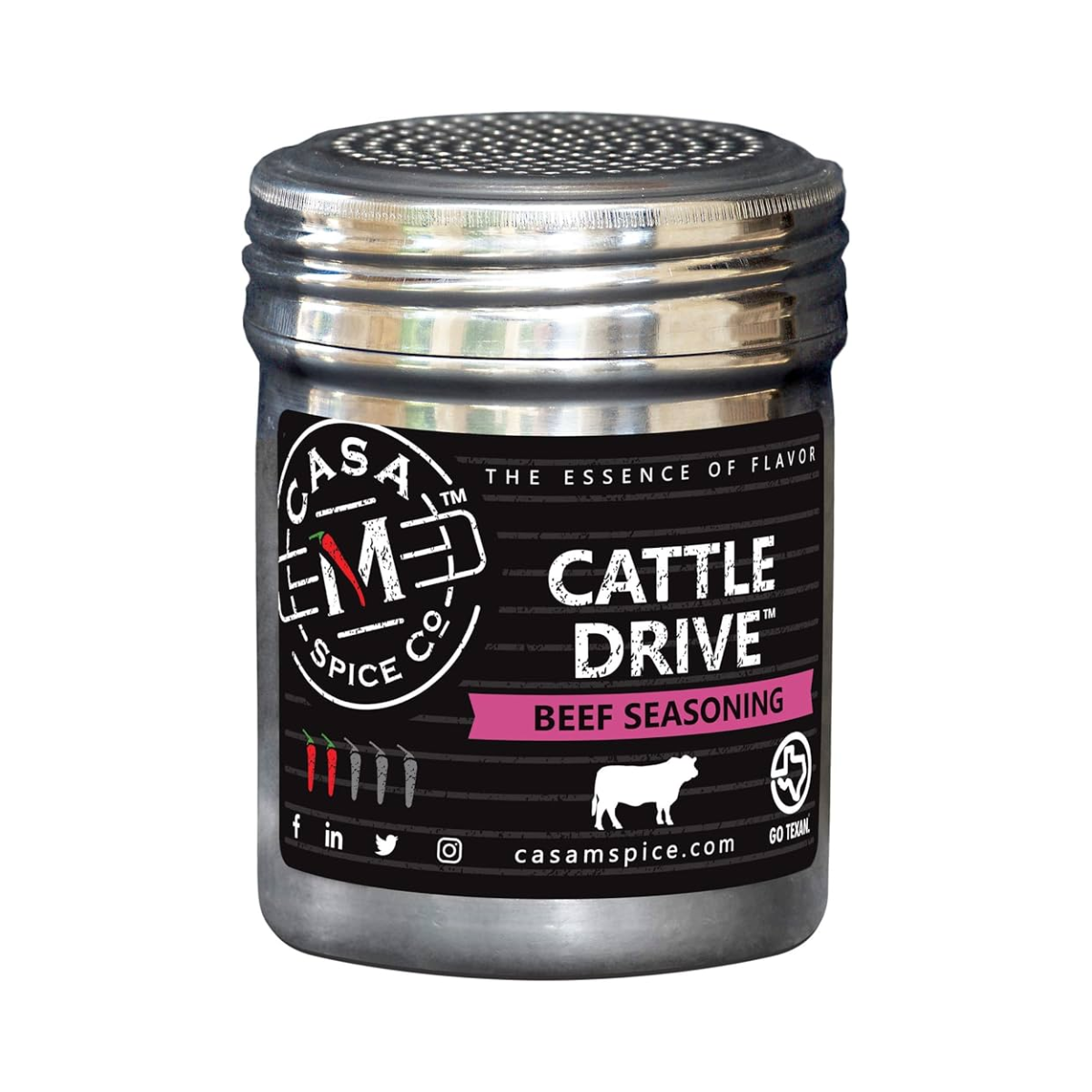 Casa M Spice Co® Cattle Drive® Beef Seasoning - Plastic Shaker - Case of 6 - 5 oz each