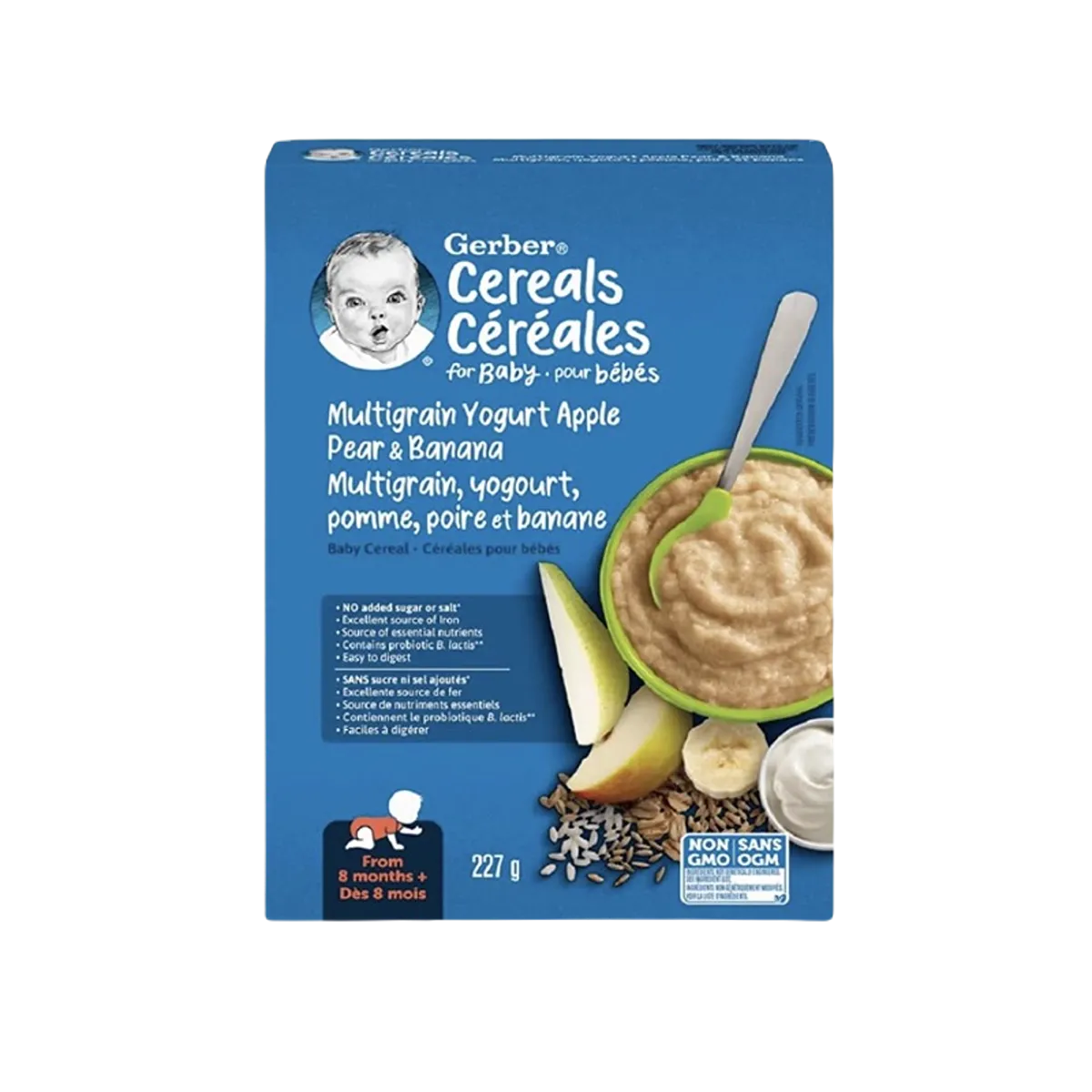 Gerber Multigrain Cereal Yogurt Apple Pear Banana 227g:
