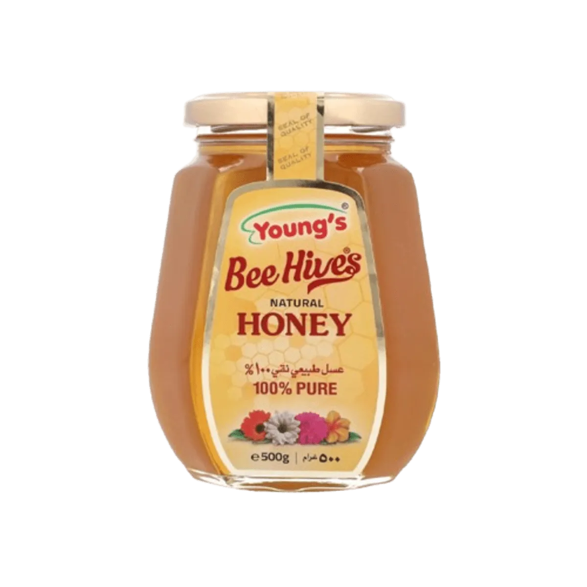 Youngs Beehive Natural Honey Glass Jar 500gm