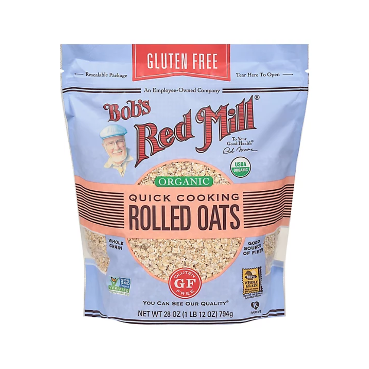 Bob's Red Mill, Organic Quick Cooking Rolled Oats Gluten Free, Case Of 4, 28 oz