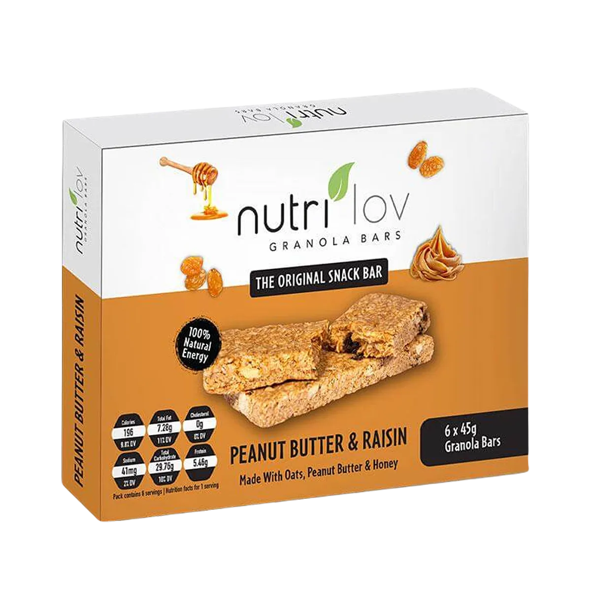 Nutrilove Snack Bar Peanut Butter Raisins 6 Pack