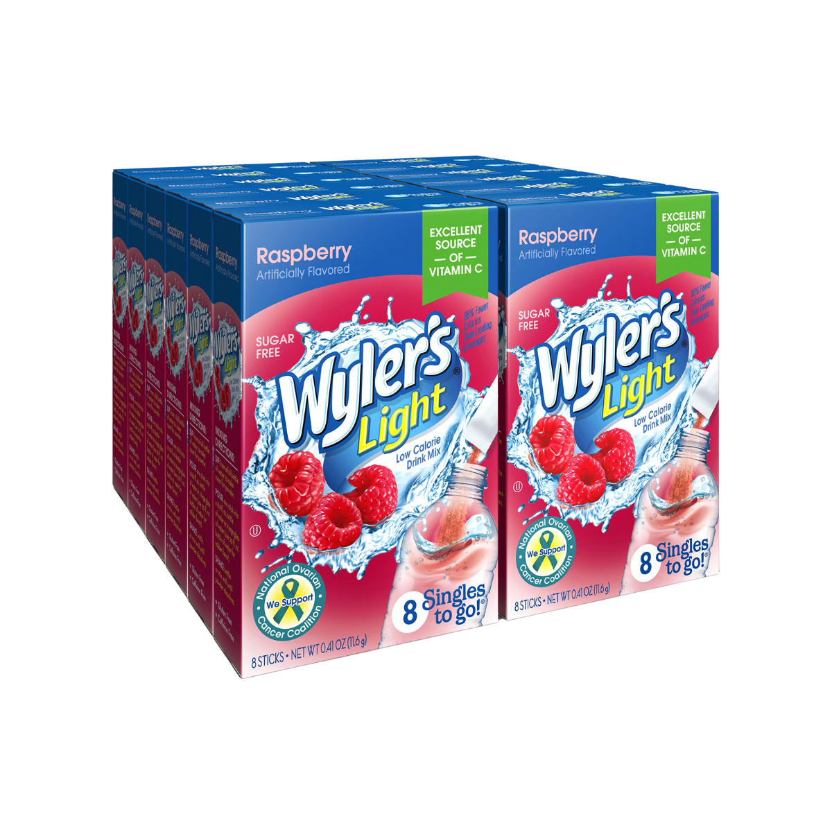Wyler's Light Singles To Go Powder Packets, Water Drink Mix, Raspberry, 8 Packets per Box, 96 Total (Pack of 12)