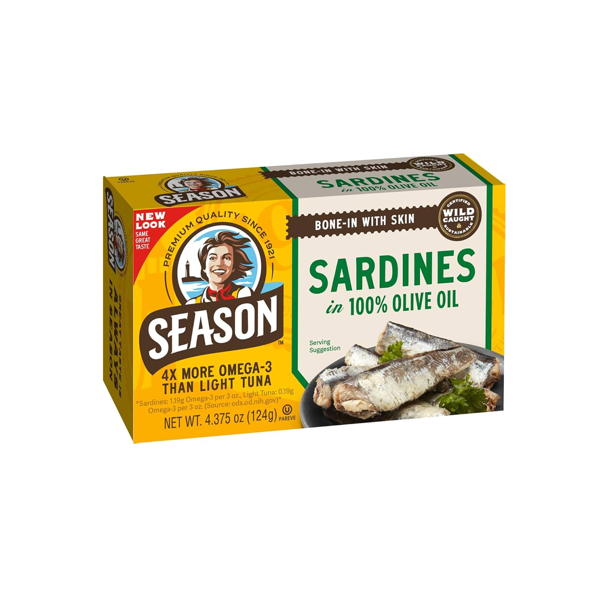 Season, Sardines In Pure Extra Virgin Olive Oil, Case Of 12, 4.38 oz