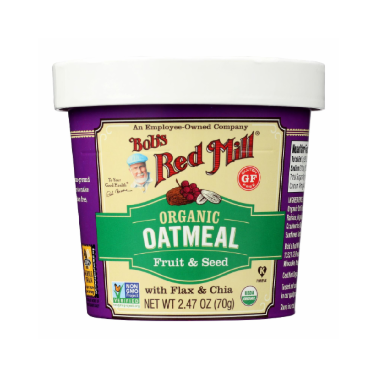 Bob's Red Mill, Oatmeal Cup Organic Fruit And Seed Gluten Free, Case Of 12, 2.47 oz