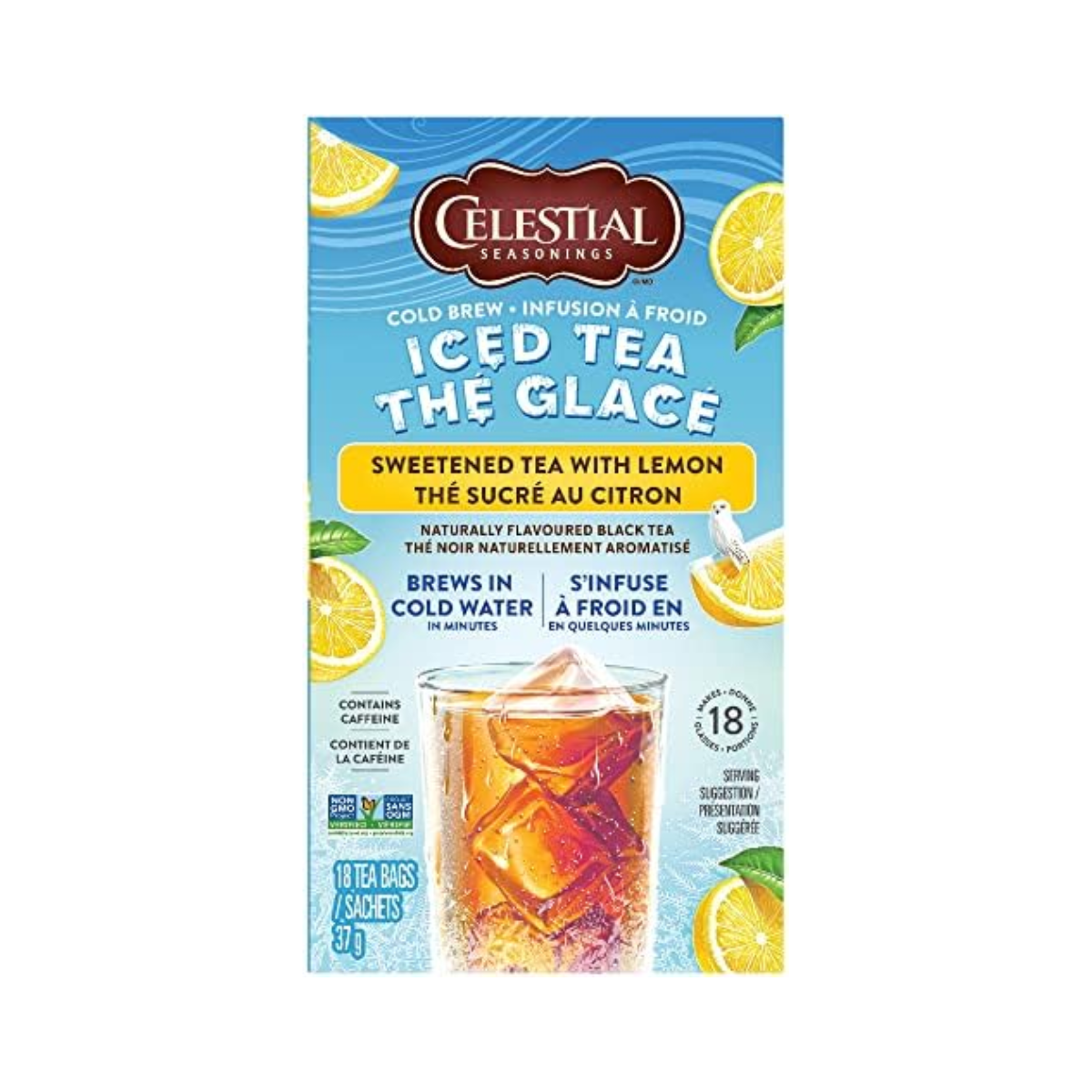Celestial Seasonings, Cold Brew Sweetened Tea with Lemon Iced Tea Bags Box, Case Of 6, 18 bag
