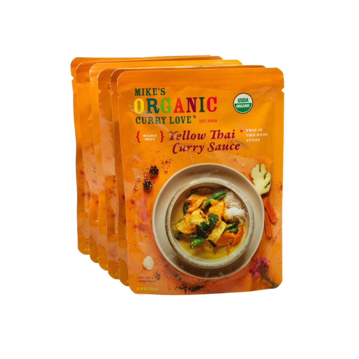 Mike`s Organic Curry Love, Organic Simmer Sauce Yellow Thai Small Box, Case Of 6, 8.8 oz