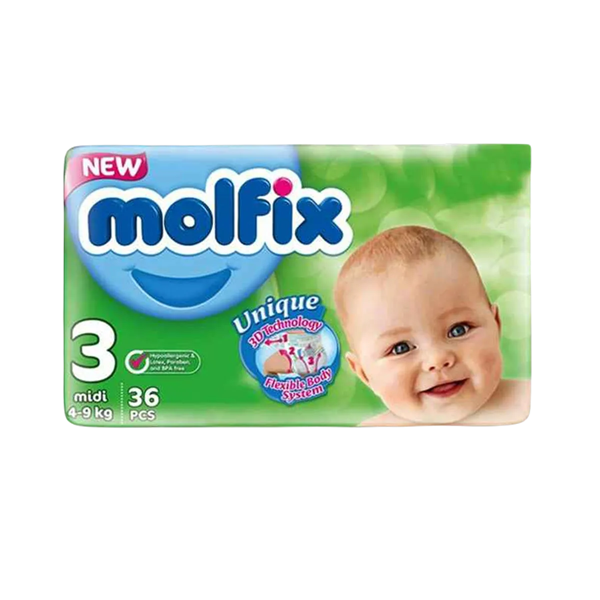 Jumbo Economy Molfix Unique 3 Midi 4-9 kg 60 Pcs