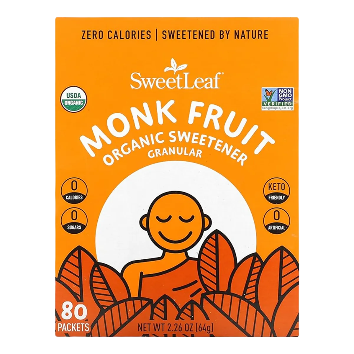 SweetLeaf Monk Fruit Organics Stevia Sweetener 80 Pkts 2.26oz