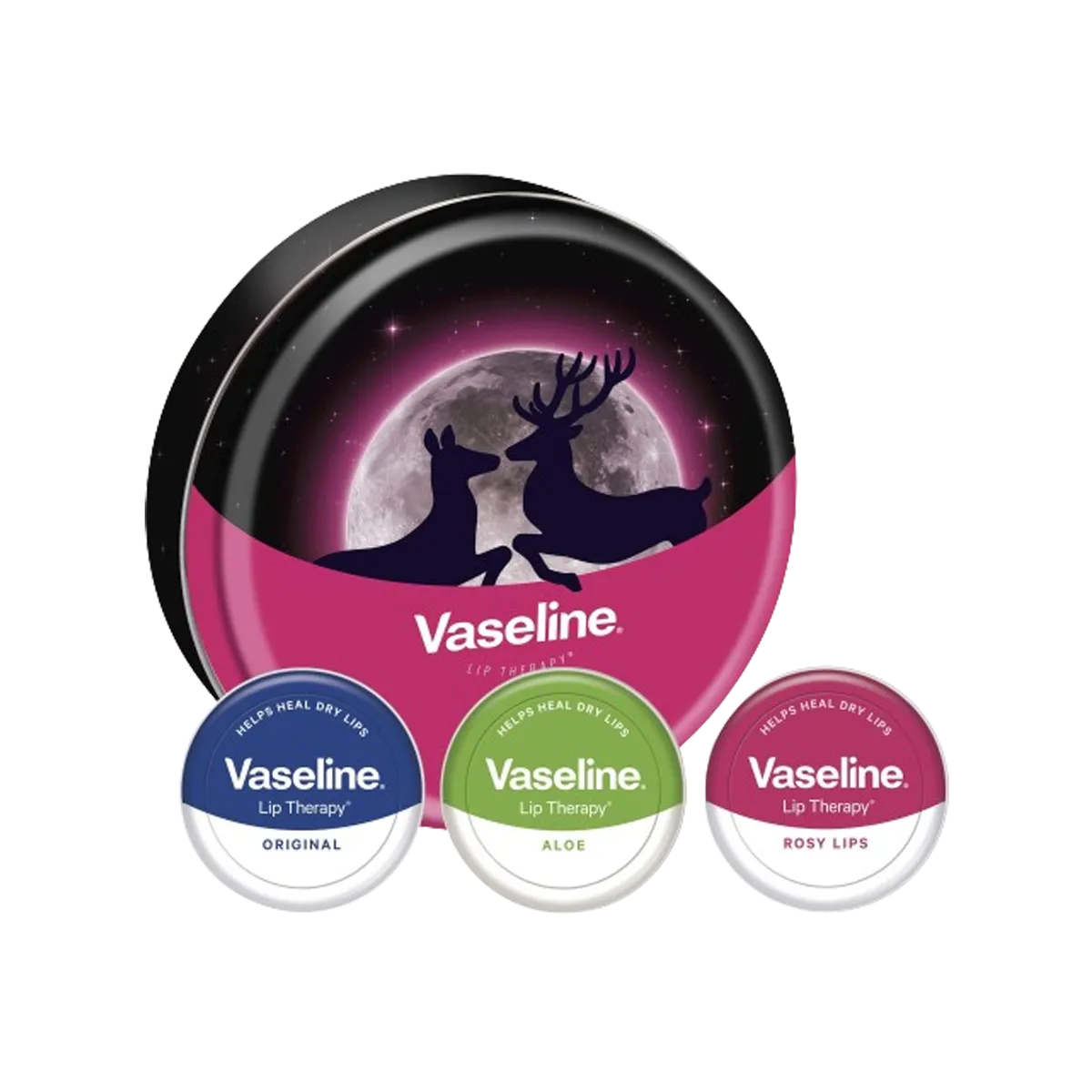 Vaseline Lip Therapy Selection Moonlit Kiss Tin 3 Pack