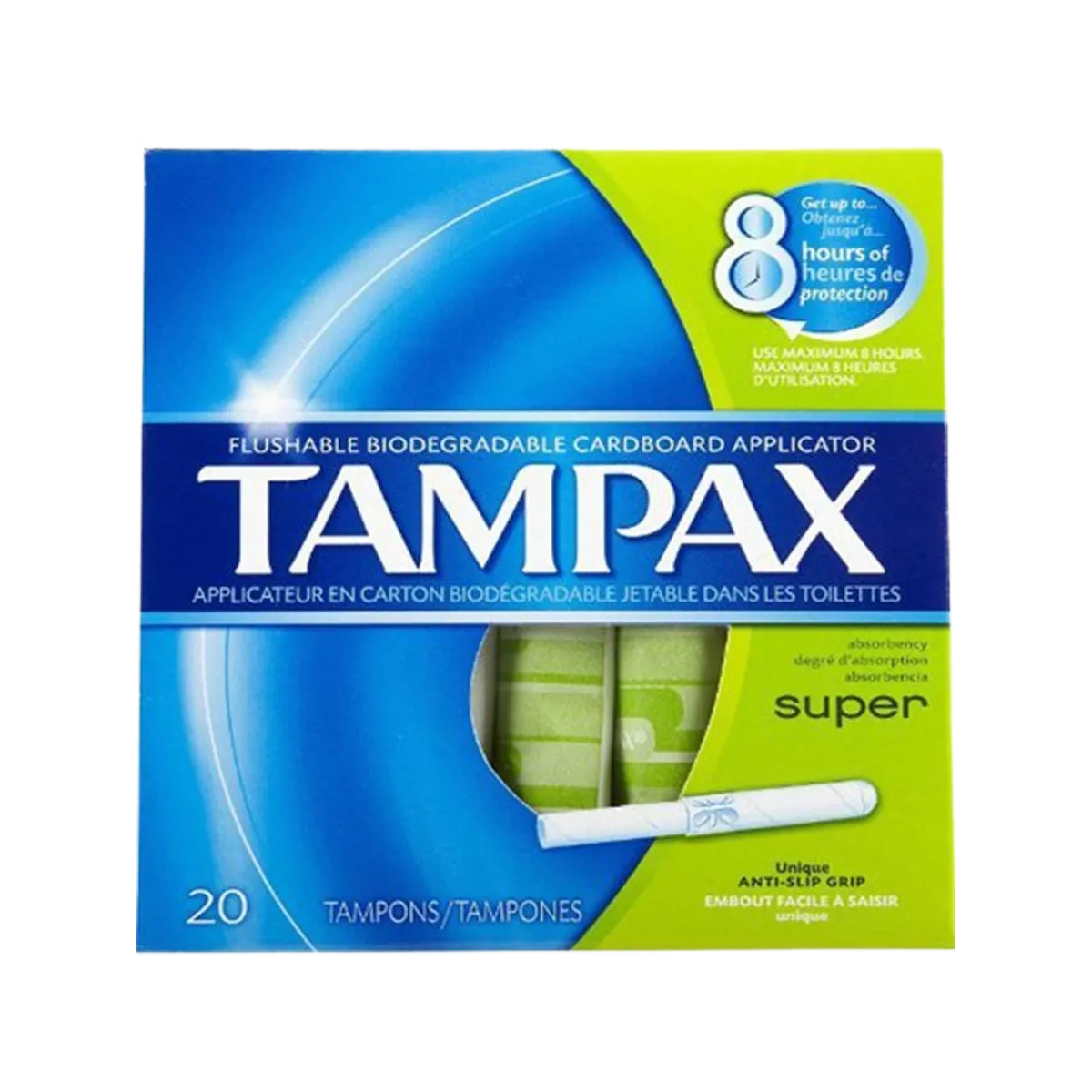 Tampax Cardboard Applicator Tampons Super Absorbency Unscented 20 Tampons