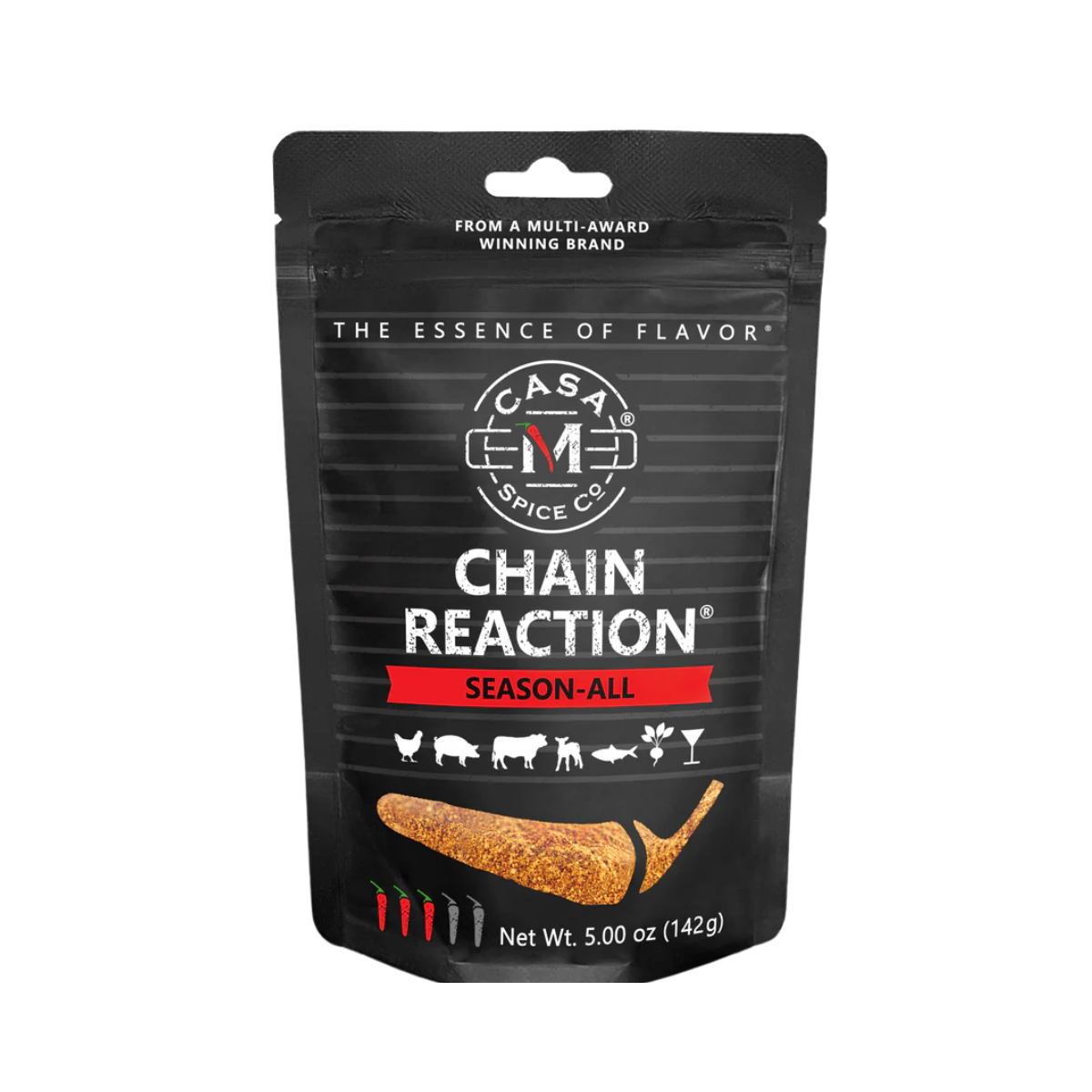 Casa M Spice Co® Controlled Chain Reaction® Season-ALL - 1/2 as Spicy - Refill Bag - Case of 6 - 5.25 oz each