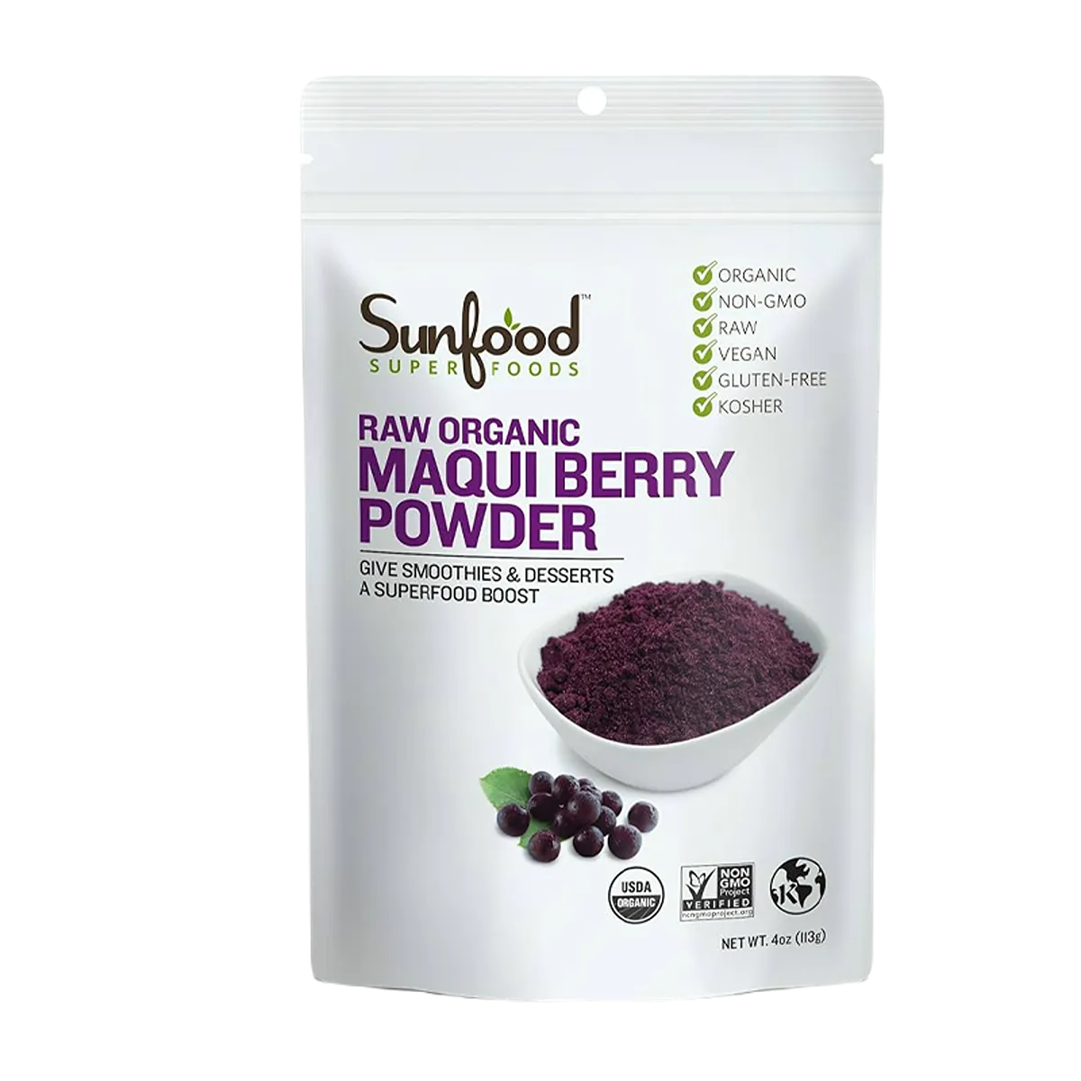 Sunfood, Superfoods, Raw Organic Maqui Berry Powder