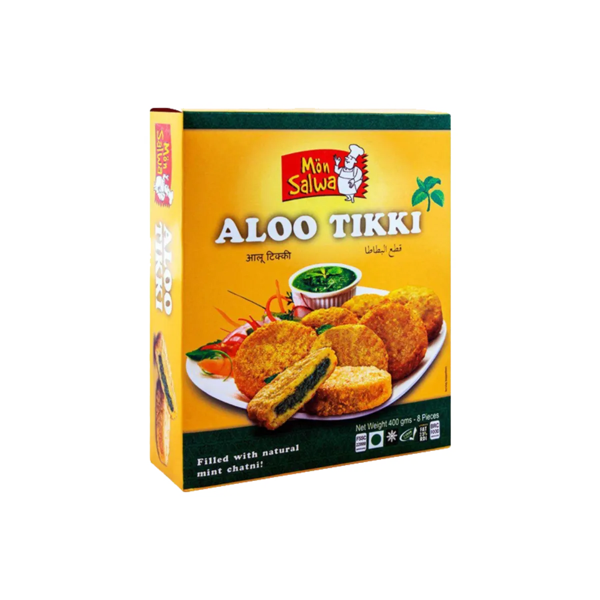 Mon Salwa Aloo Tikki Filled With Natural Mint Chutney 400g