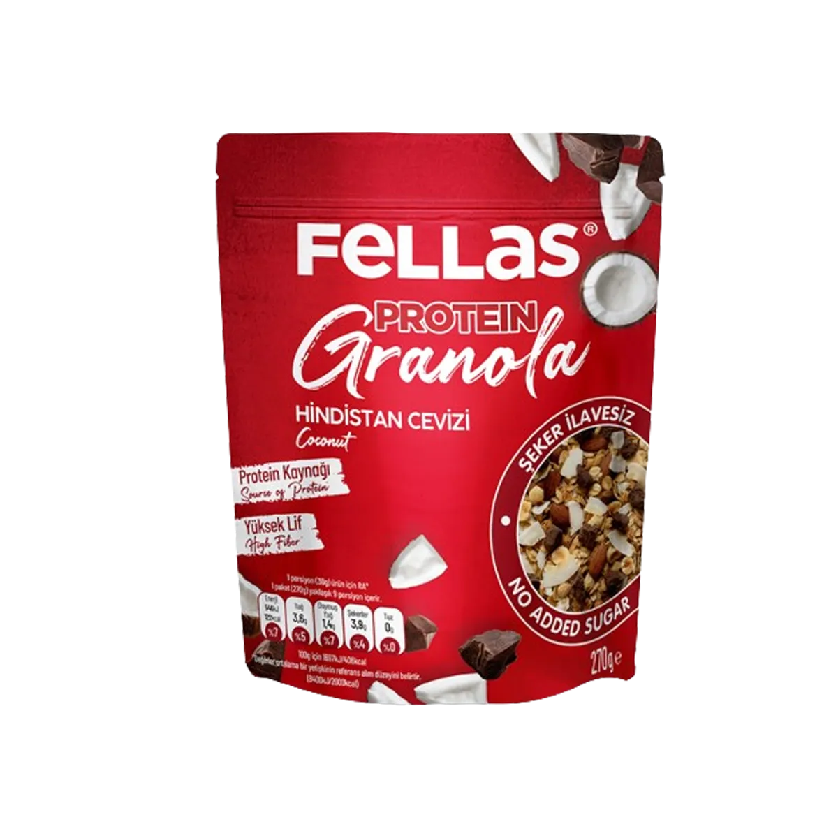 Fellas Hindistan cevizi ve Kakaolu Protein Granola 270 G