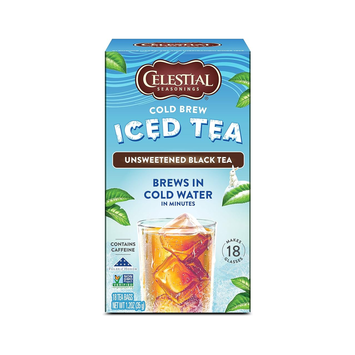 Celestial Seasonings, Cold Brew Unsweetened Black Tea Iced Tea Bags Box, Case Of 6, 18 bag