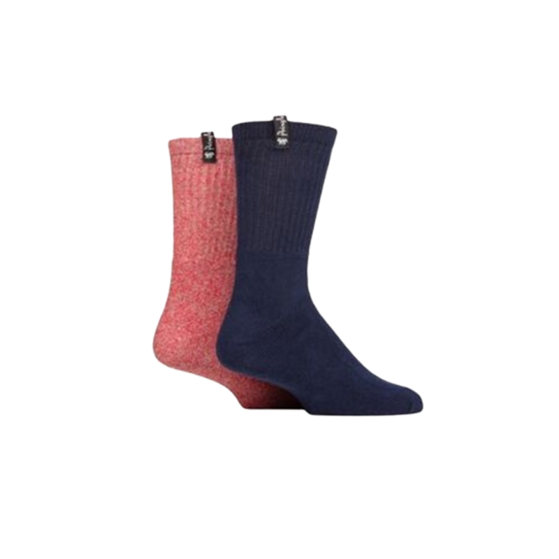 Mens 2 Pair Pringle Cushioned Boot Socks Navy / Red