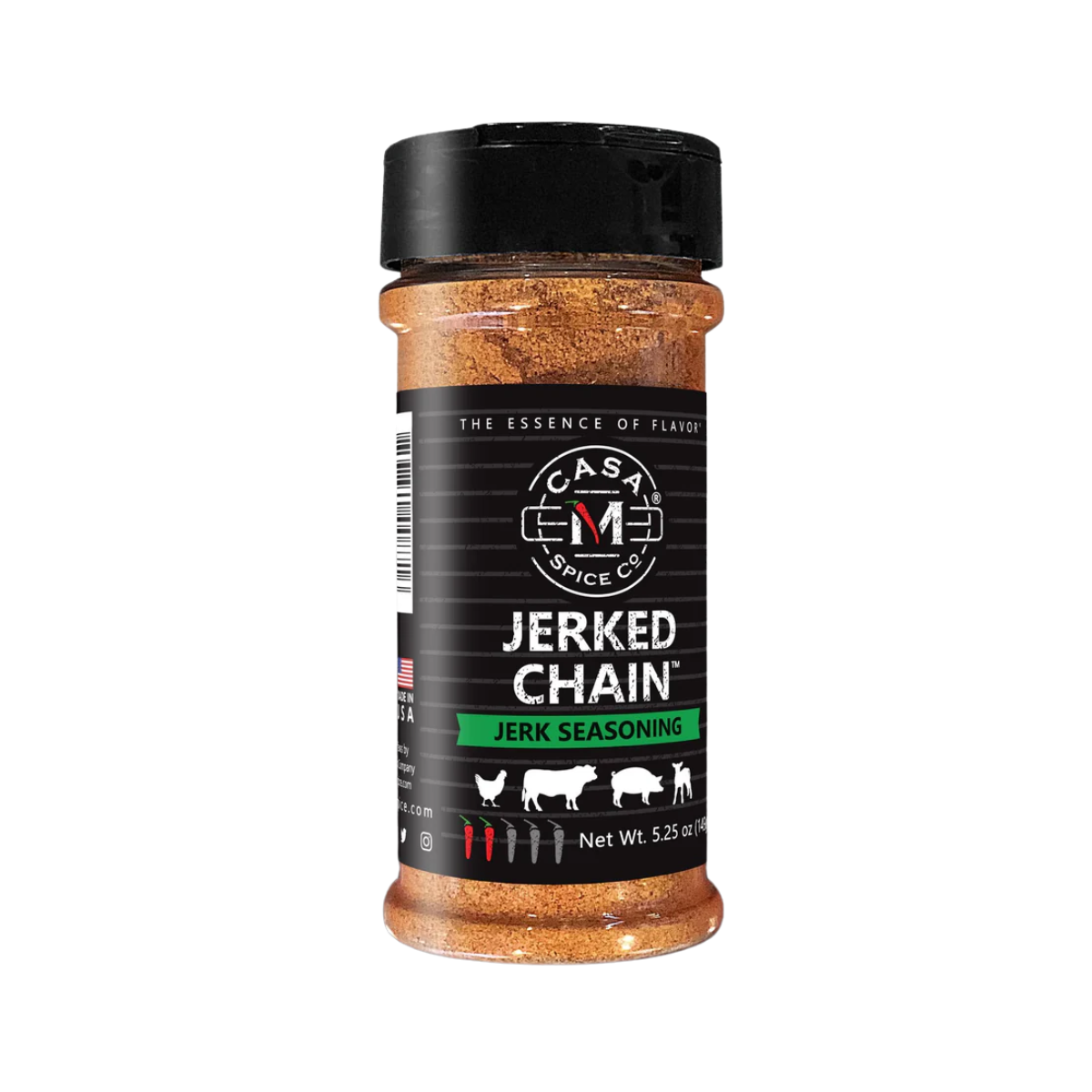 Casa M Spice Co Jerked Chain Jerk Seasoning - Stainless Shaker - Case of 6 - 5.25 oz eachv