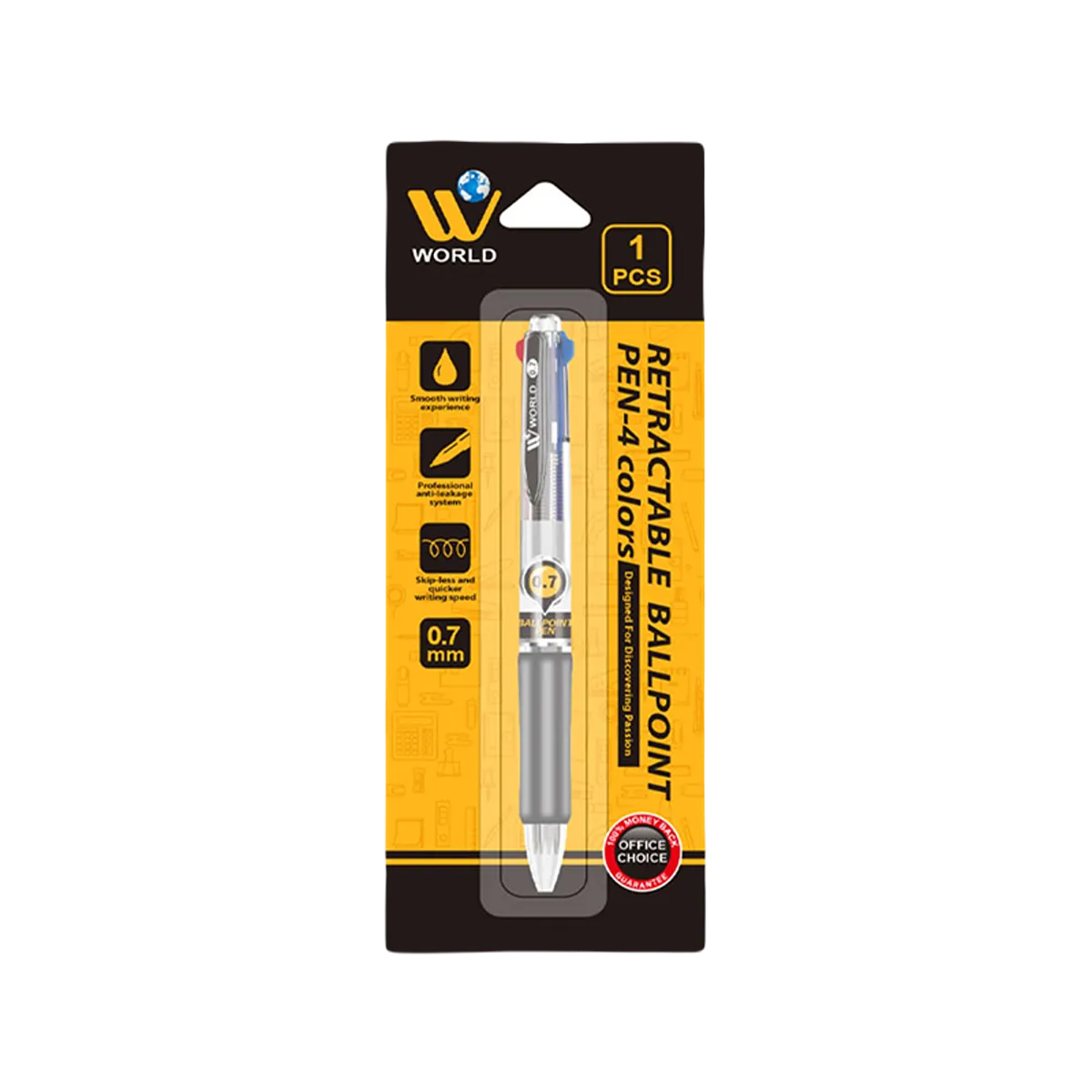 WBM Retractable Ball Point 4 Color 1P 9501-5