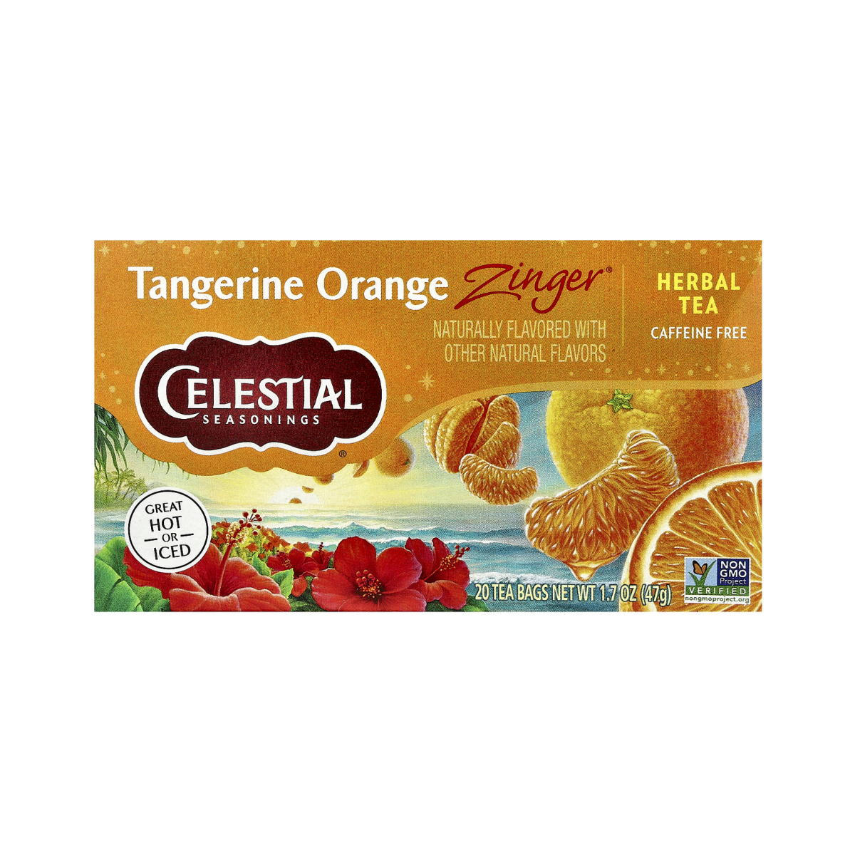 Celestial Seasonings, Herb Tea Tangerine Orange Zinger 20 Tea Bags, Case Of 6, 20 bag