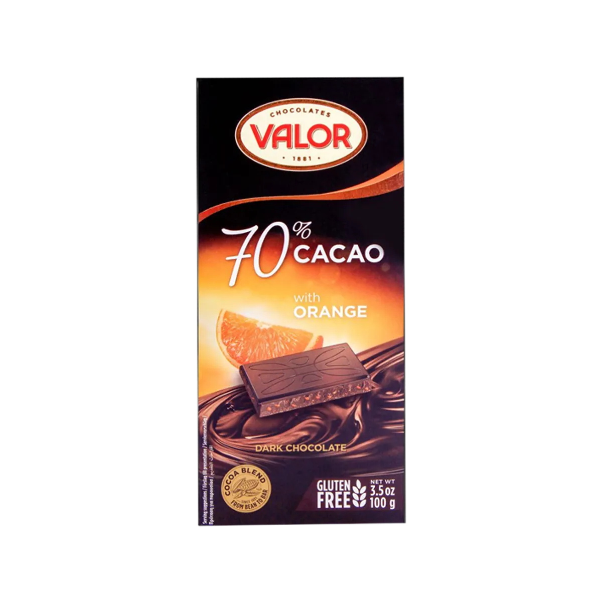 Valor Chocolate 70% Orange 100g