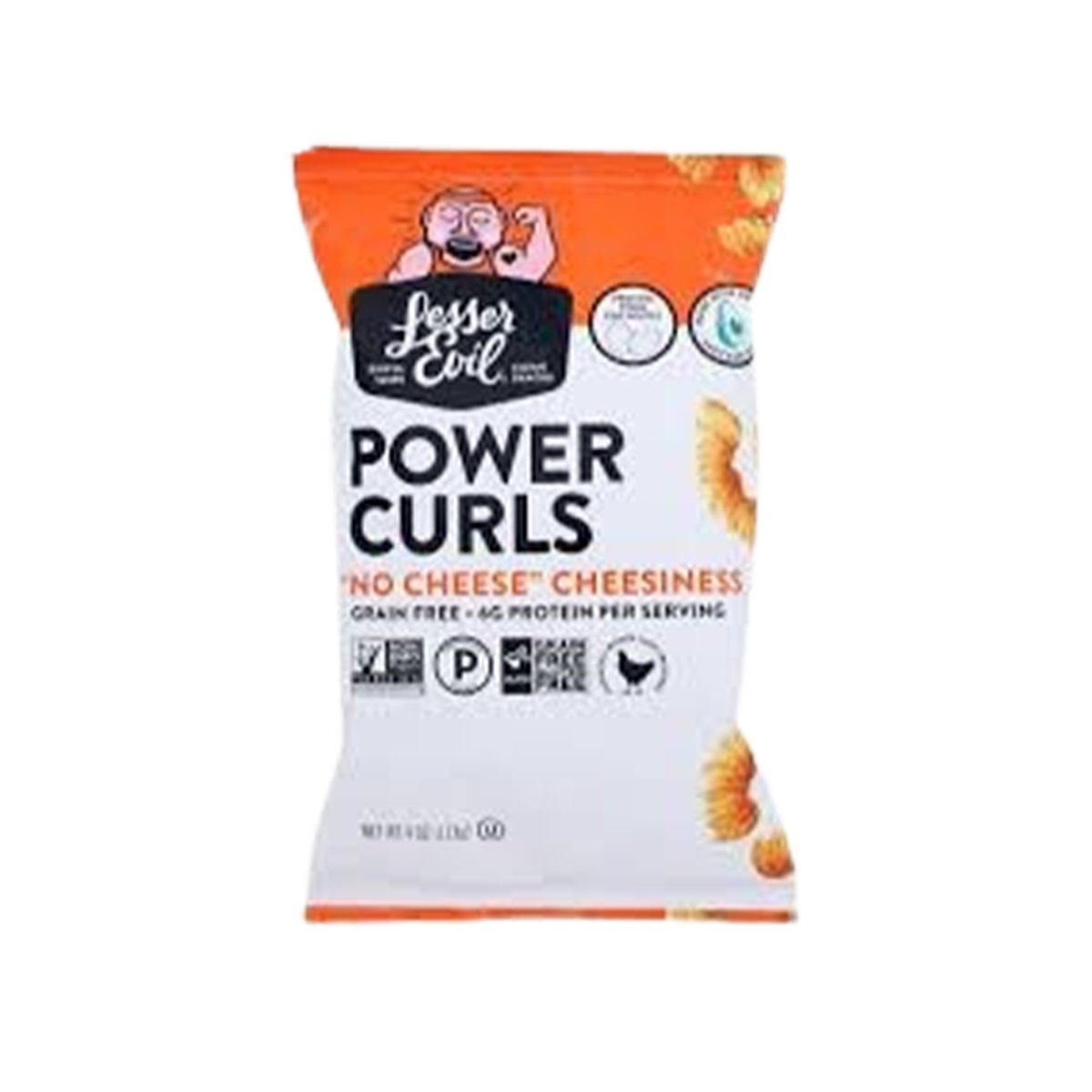 Lesser Evil, Organic Power Curls No Cheese Cheesiness, Case Of 9, 4 oz