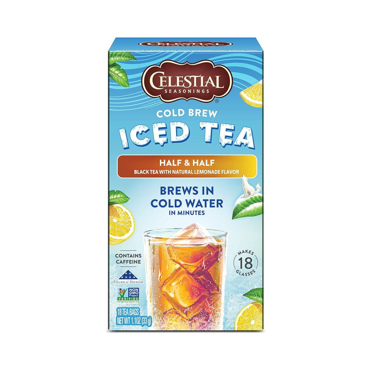 Celestial Seasonings, Cold Brew Half and Half Iced Tea Bags Box, Case Of 6, 18 bag