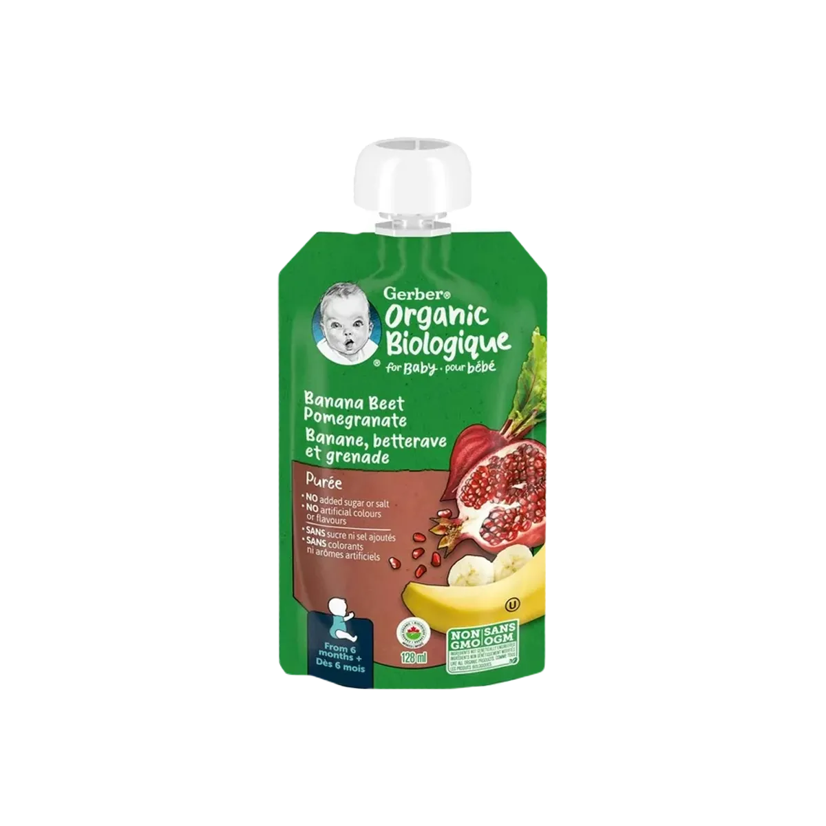 Gerber Organic Purée Banana Beet Pomegranate Baby Food 128ml