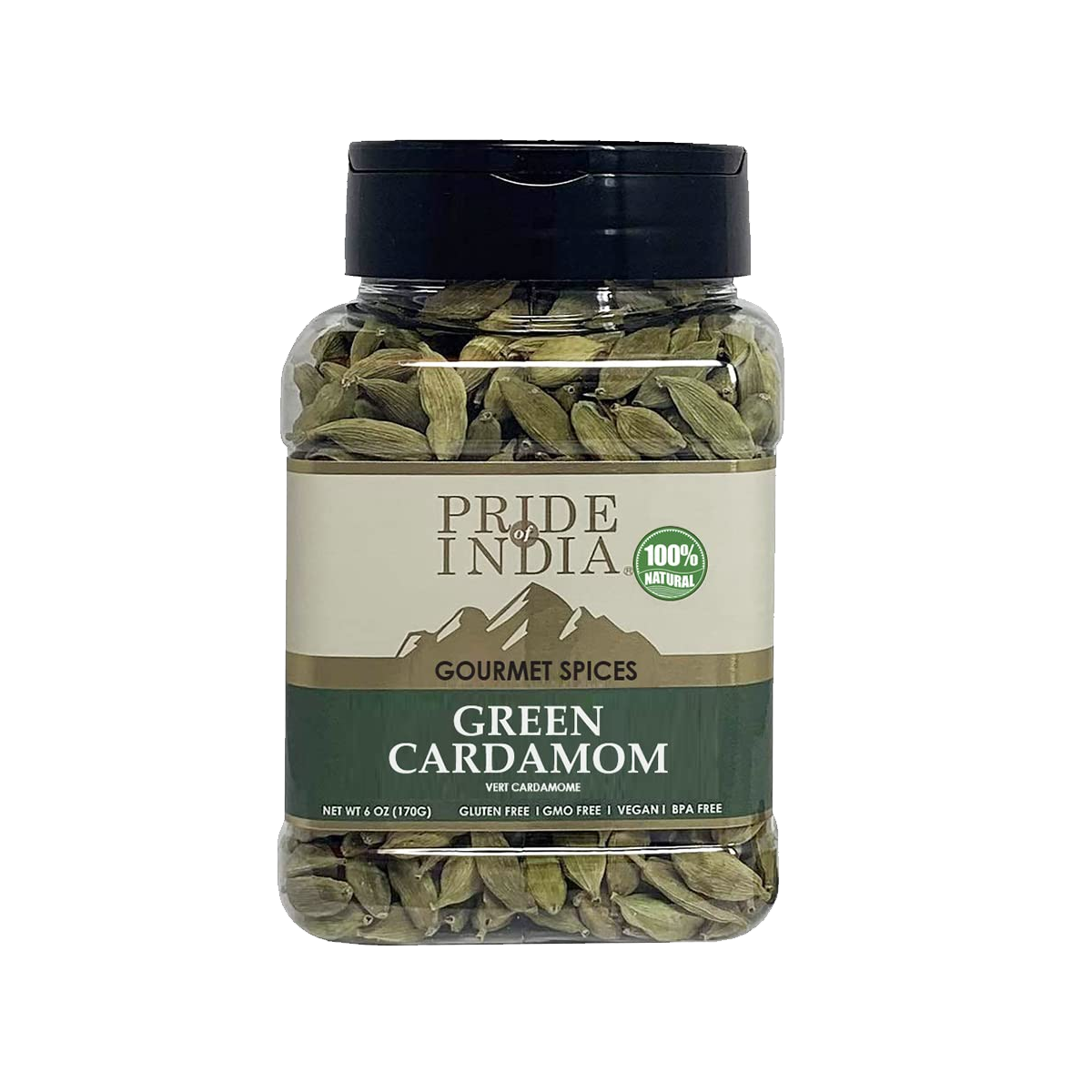 PRIDE OF INDIA Green Cardamom Whole - Case of 6 - 6 oz