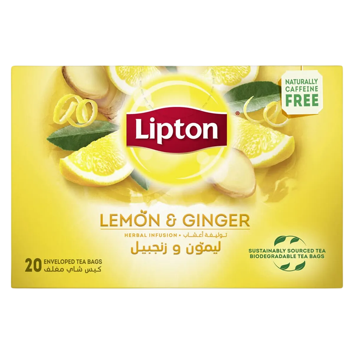 Lipton lemon & Ginger Herbal Tea Bags 20s