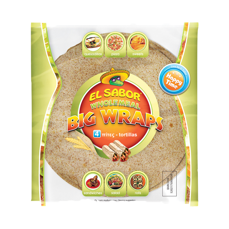 El Sabor Wholemeal Big Wraps Tortillas 4Pcs