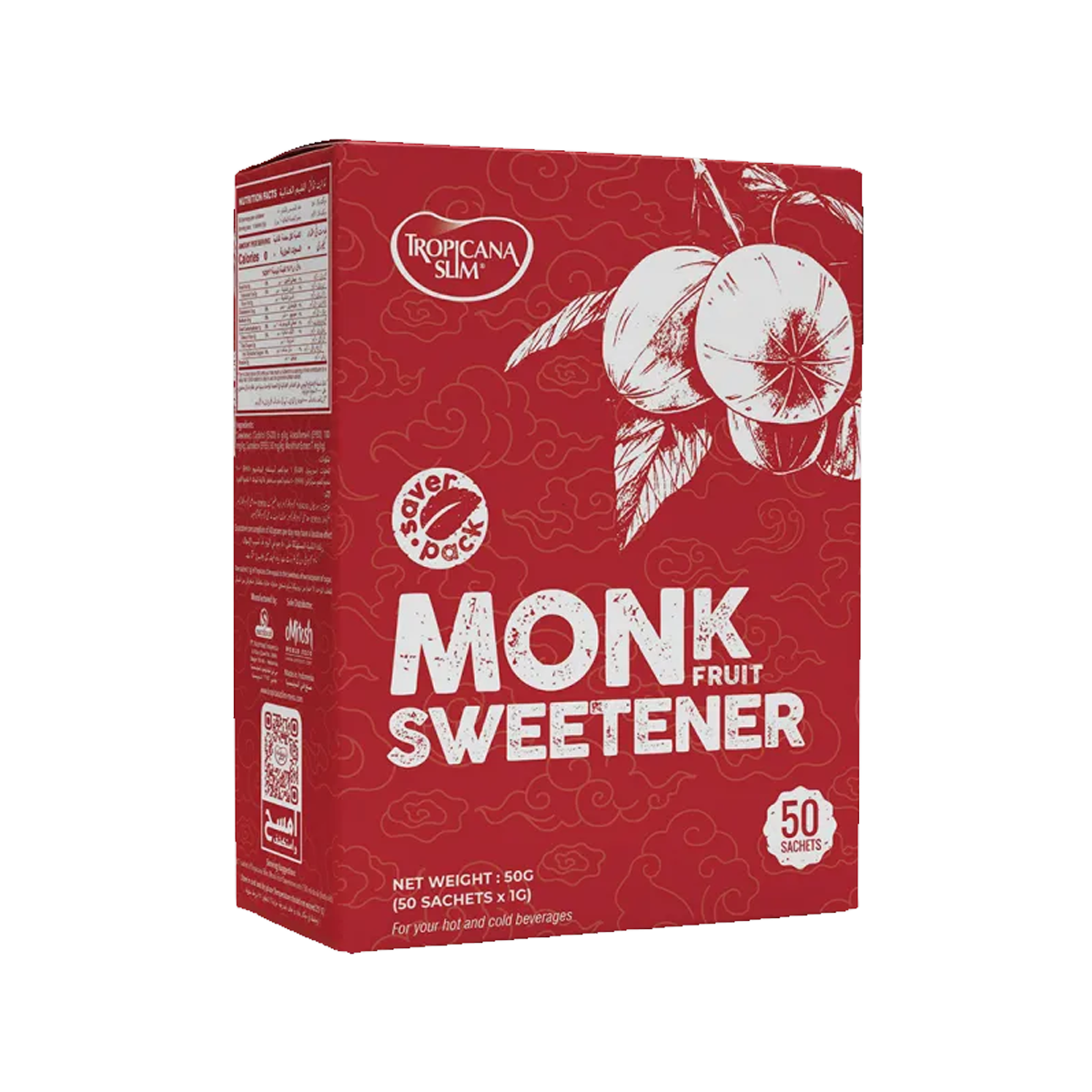 Tropicana Slim MONK Fruit Sweetener 50 Sachet 1G*50G