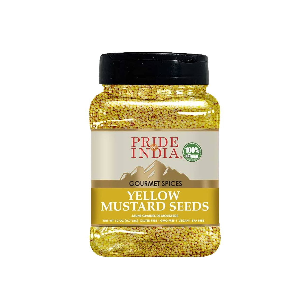 PRIDE OF INDIA Yellow Mustard Seed Whole - Case of 6 - 2.8 oz