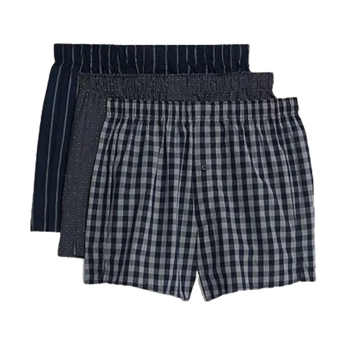 Basics Three Pack Easy Care Woven Boxers Size S