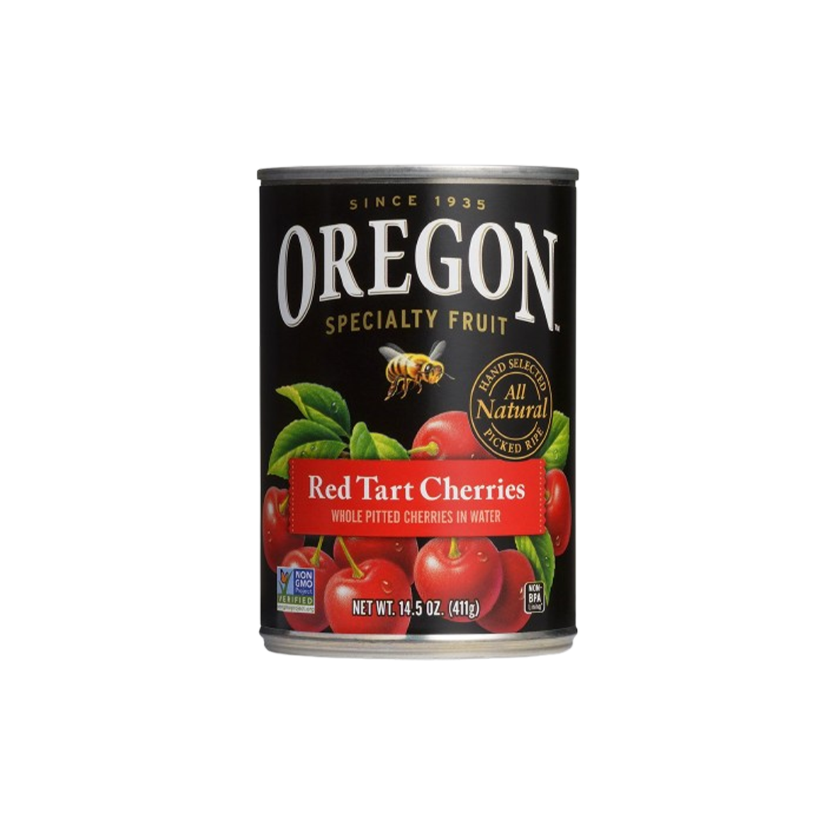 Oregon Fruit, Whole Pitted Red Tart Cherries In Water Can, Case Of 8, 14.5 oz