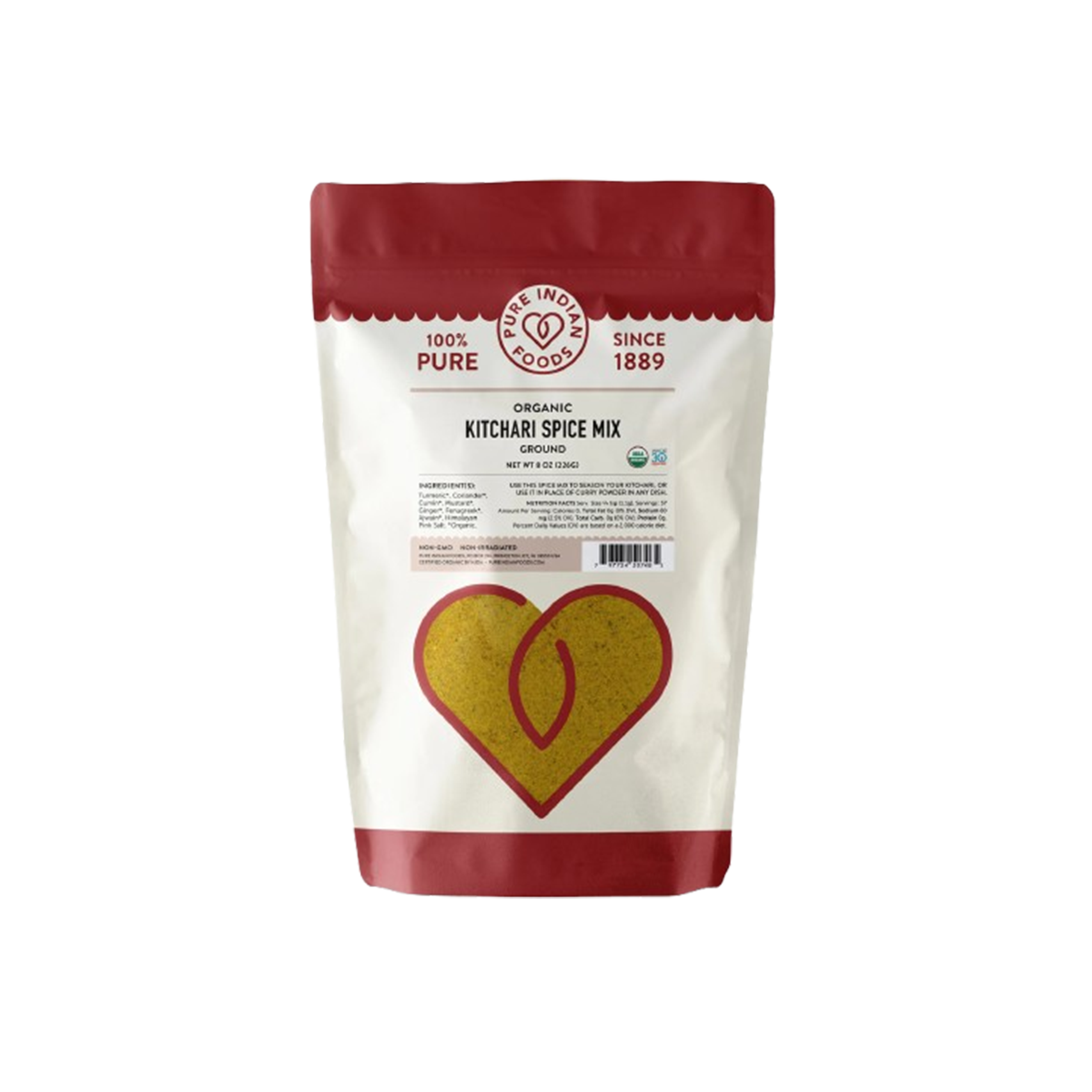 Pure Indian Foods Kitchari Spice Mix, Certified Organic - Ground Resealable Bag - Case of 12 - 8 oz