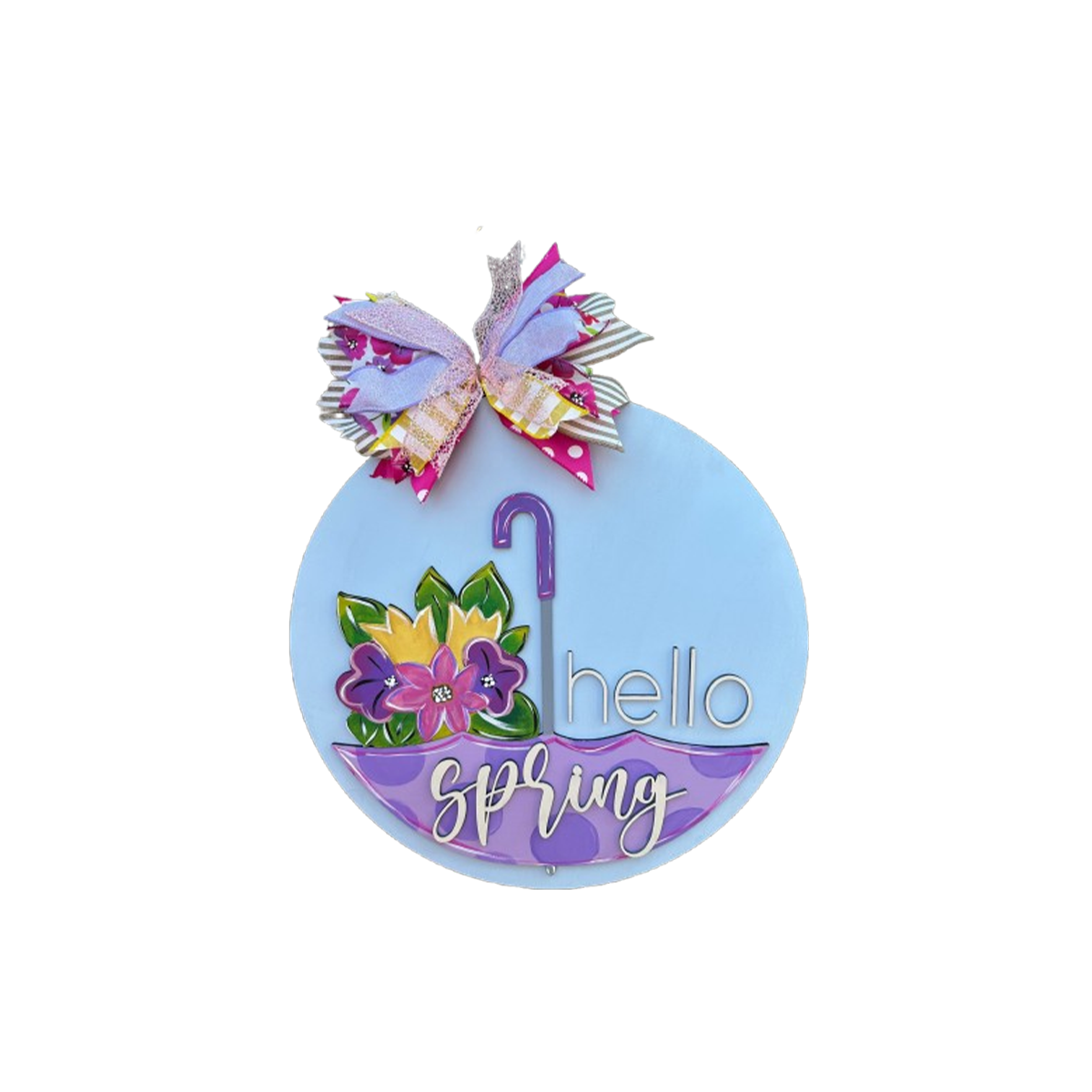 Imagine Design Hello Spring Dimensional Seasonal Door Hanger, 10"x10"x1/4"