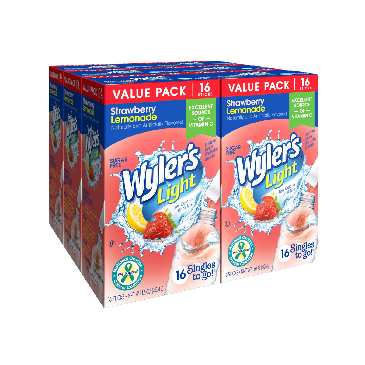 Wyler's Light Singles To Go Powder Packets, Water Drink Mix, Watermelon Lemonade, 96 Servings, 8 Count x Pack of 12