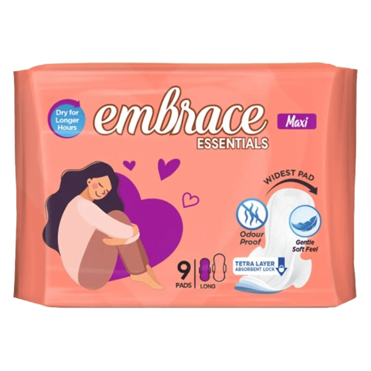 Embrace Pads Essential Maxi Long 9 Pcs