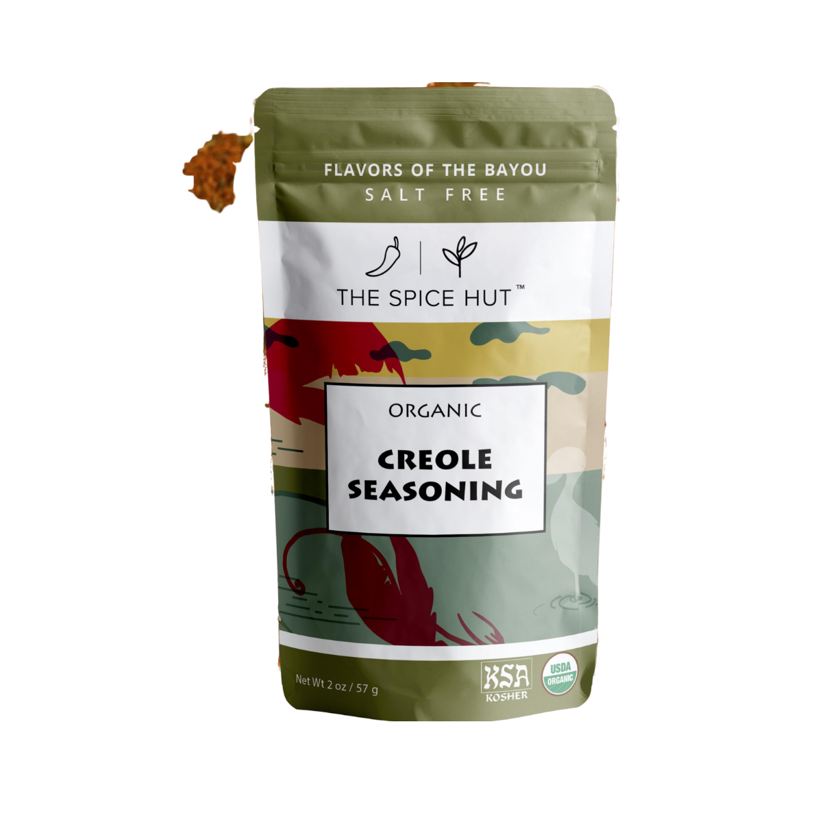 The Spice Hut, Organic Creole Seasoning, Case of 6 Pouches, 2 Ounces / Pouch