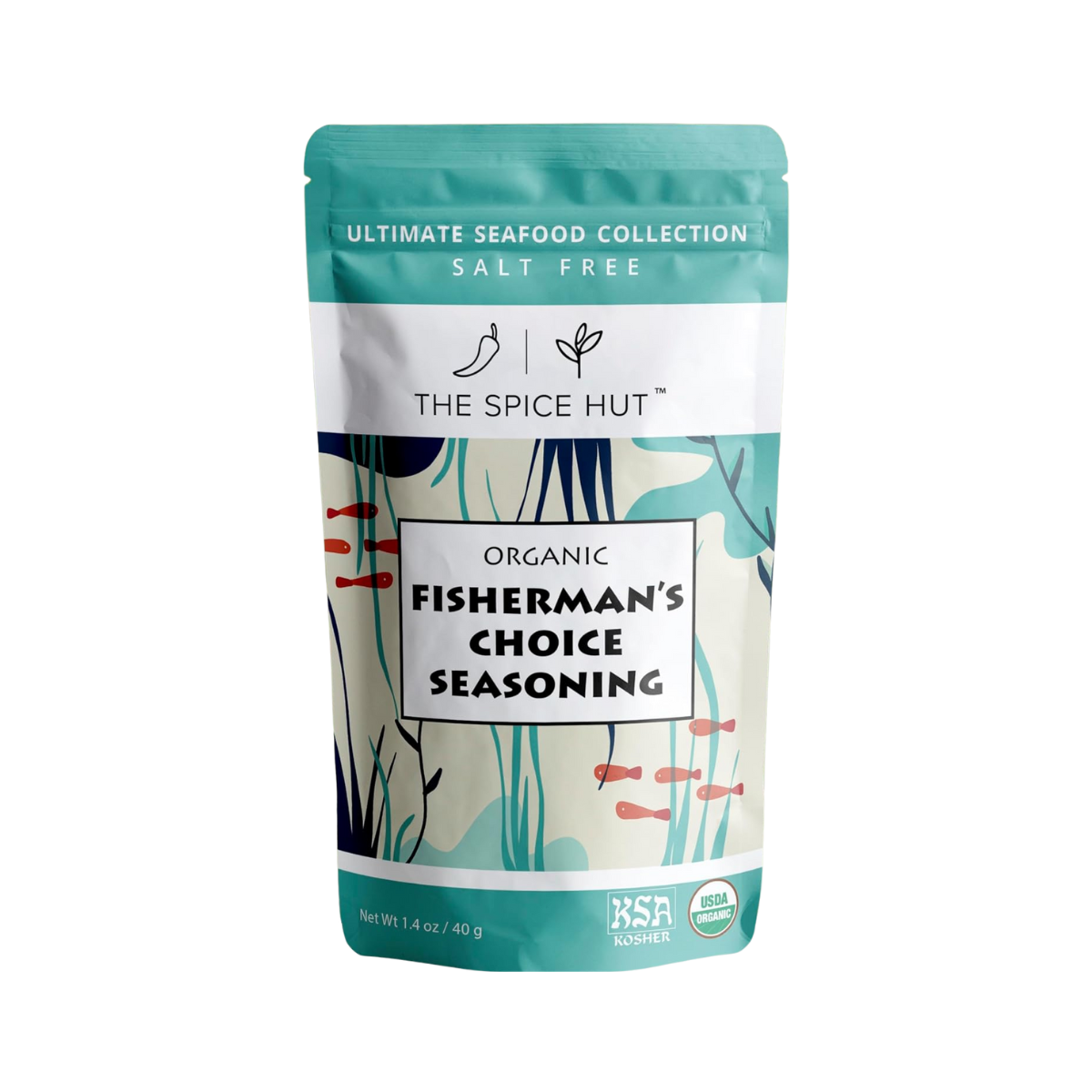 The Spice Hut, Organic Fisherman's Choice Seasoning, Case of 6 Pouches, 1.4 Ounces / Pouch