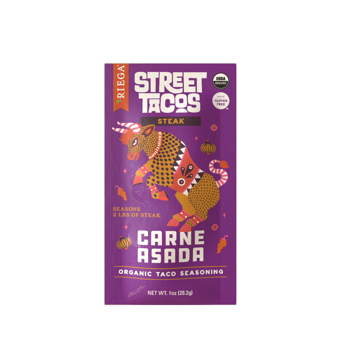 Riega Foods, Steak Season Carne Asada Taco, Case Of 8, 1 oz