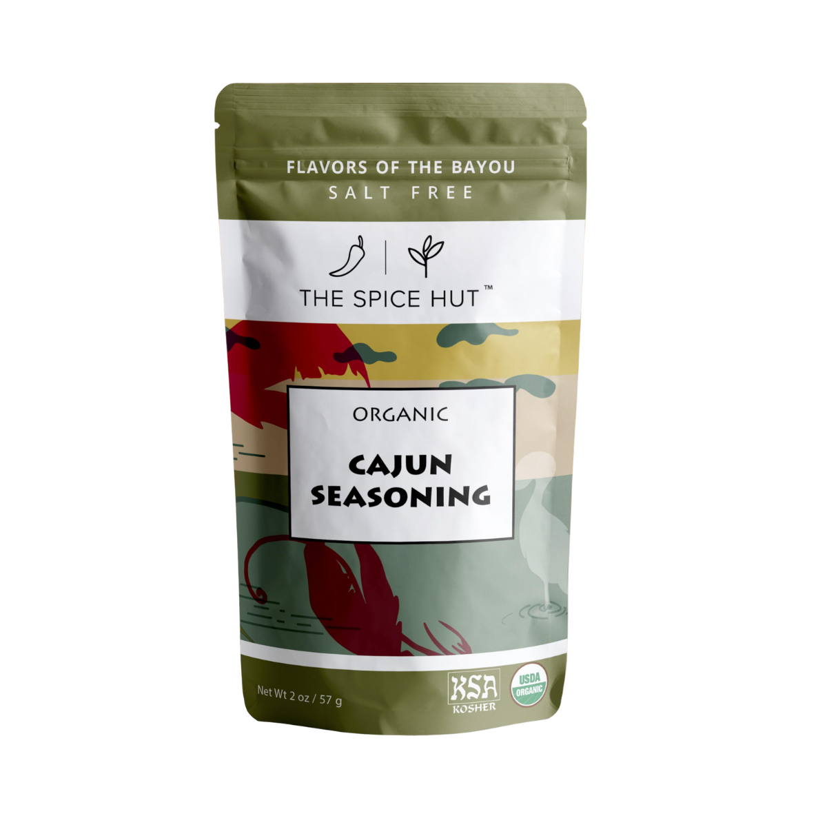 The Spice Hut, Organic Cajun Seasoning Spice, Case of 6 Pouches, 2 Ounces / Pouch