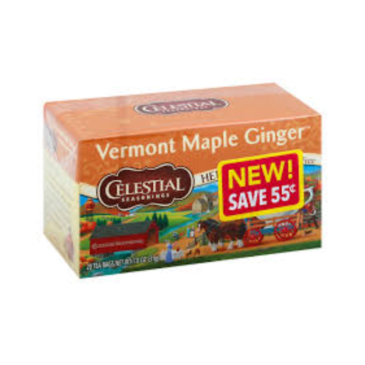 Celestial Seasonings, Tea Vermont Maple Ginger, Case Of 6, 20 bag
